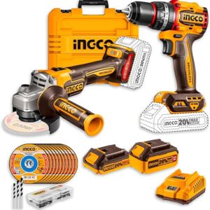 Combo Parafusadeira de Impacto À Bateria 20V Ignco + Esmerilhadeira 115mm Brushless