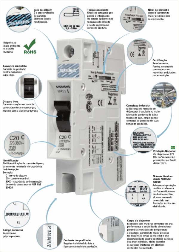 Mini Disjuntor Termomagnético 5SX1 – SIEMENS - Imagem 2