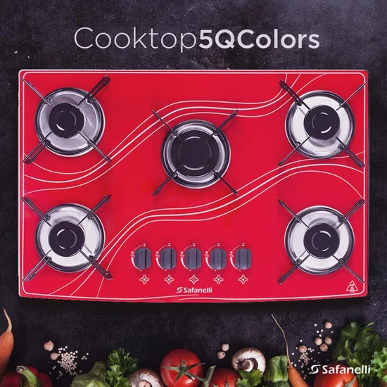 Fogão Cooktop 5 Bocas Safanelli - Vermelho - Imagem 3