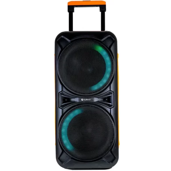 Caixa de Som Portátil Sumay Double Black 800W Bluetooth LED