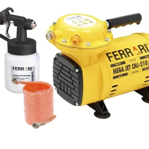 Compressor de Ar Direto Mega JET Bivolt Motor 1/2Hp com Kit para Pintura - Ferrari CMJ-210
