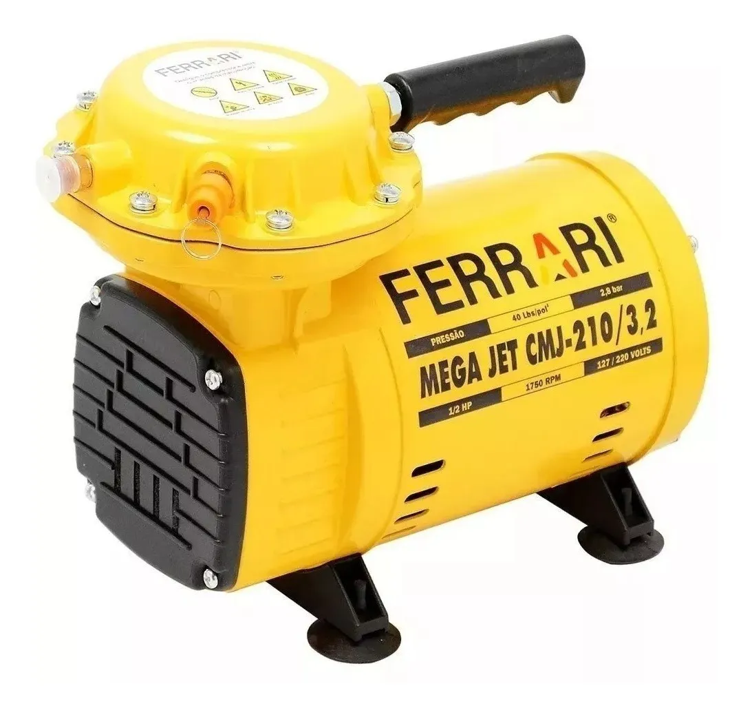 Compressor de Ar Direto Mega JET Bivolt Motor 1/2Hp com Kit para Pintura - Ferrari CMJ-210 - Imagem 2