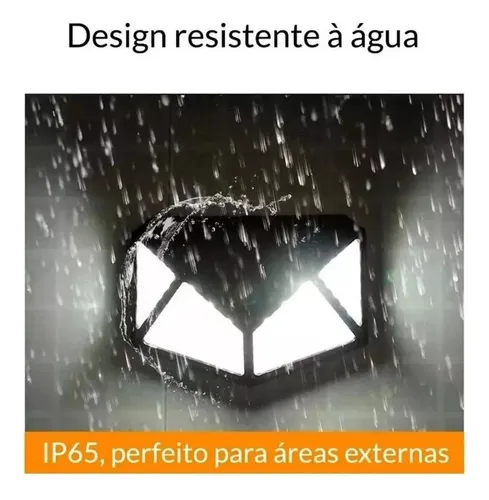 Luminaria Solar 100 Leds Iluminação Residencial Parede Jardim - Imagem 2