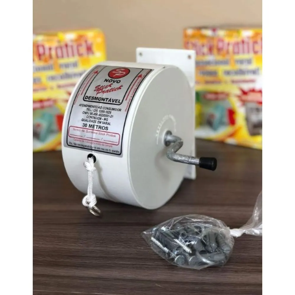 Varal Roupa STICK PRATICK 30mt Manual Retrátil, Recolhível e com Manivela - Imagem 2