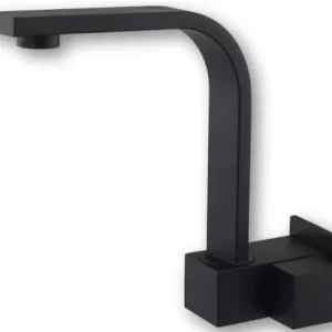 Torneira Opala Parede Black Bica Móvel Quadrada Tubo Baixo Slim c/ Arejador 1/4 V.